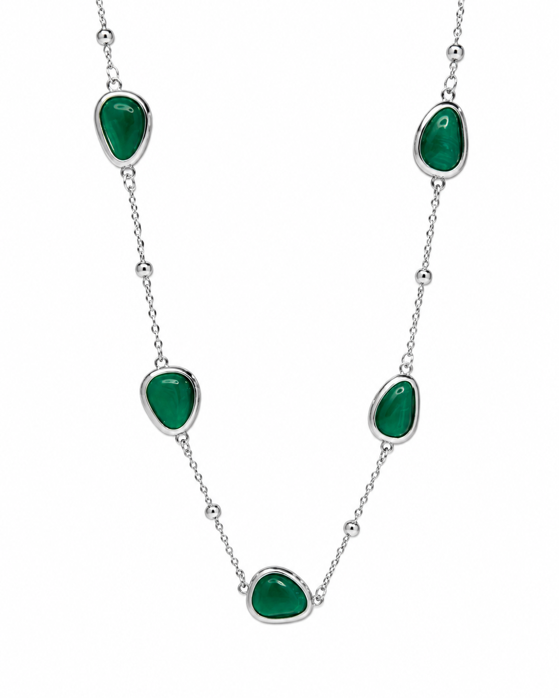 Emerald Chic Necklace- Silver